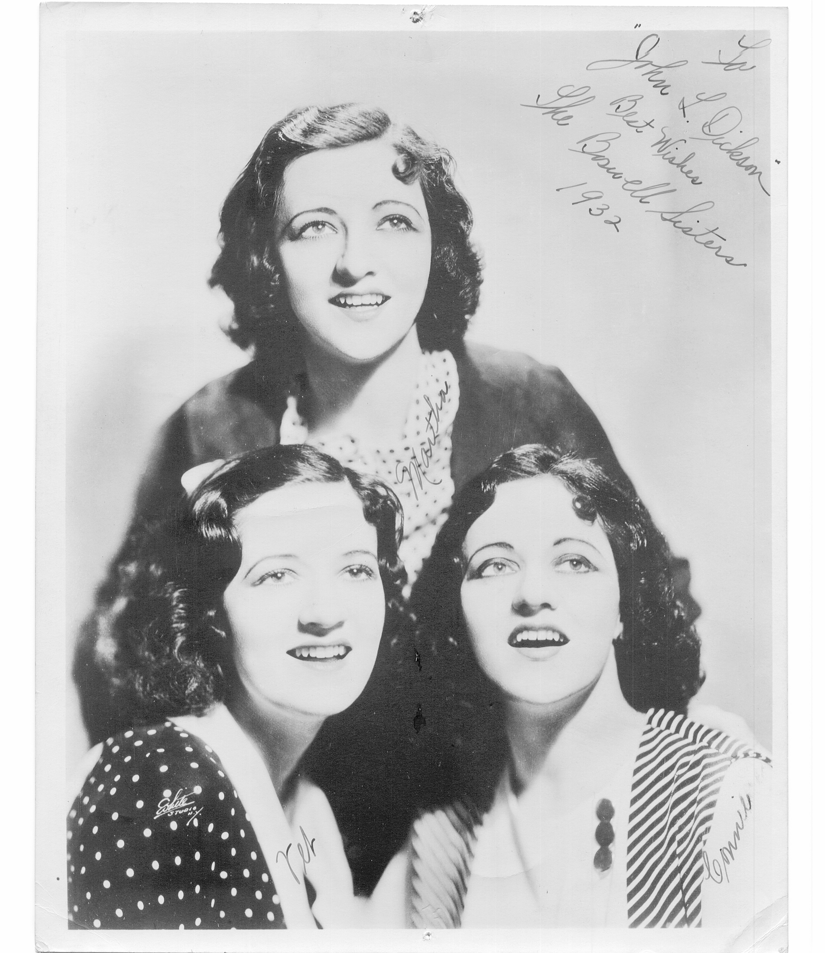 Portrait of the Boswell Sisters, circa 1932.